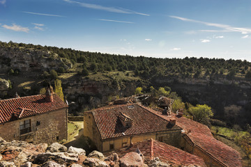 Aerial view of small and beautiful village in the province of soria, Castile and Leon, Spain