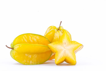 Naklejka na ściany i meble star fruit carambola or star apple ( starfruit ) on white background healthy star fruit food isolated 
