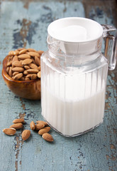 Almond milk in a glass jar
