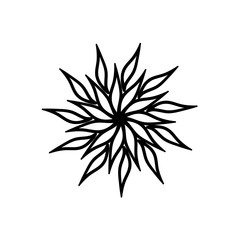 Graphical black and white flower, sketch, isolated on a  background.