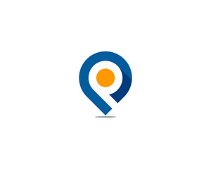 Letter P Pin Point Initial Logo Design Element