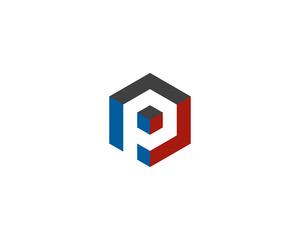Letter P Hexagon Initial Logo Design Element