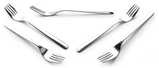 collection fork Stainless steel isolated over the white