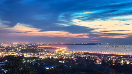 Fototapeta na wymiar Chonburi City.Pattaya city at night, Chonburi province, Thailand, Asia