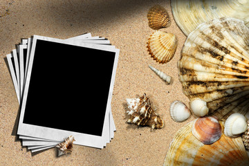 Beach Vacation - Seashells and Instant Photos