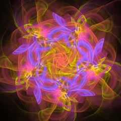 Colored abstract fractal pattern. Computer generated graphics.