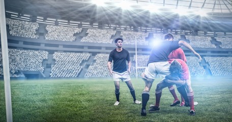 Composite image of rugby fans in arena 3d 