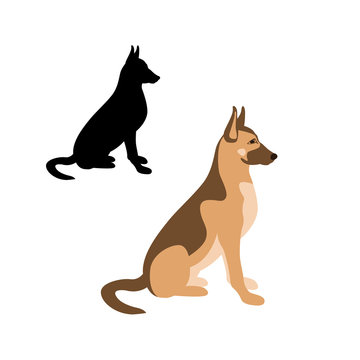 Shepherd dog vector illustration style Flat set