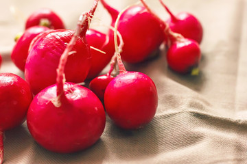ripe radish on the table, wholesome vegetables