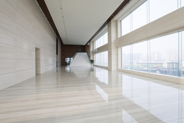 Modern office building hallway