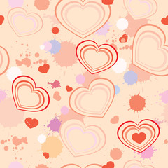 seamless background with hearts and splashes