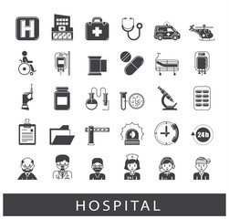 Collection of medical icons. Set of premium quality icons related to medicine, hospital, emergency. Vector illustration.