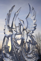 ice sculpture of swans