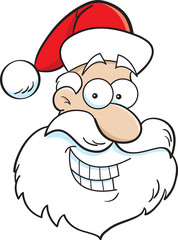 Cartoon illustration of a Santa Claus head.
