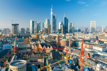 Plakat Frankfurt. View of the central part of the city.