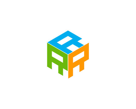 Letter R Box Cube Logo Design Element