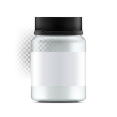 Realistic glass jar with with jam, configure or honey. Food bank.Transparent banks. Empty containers vector illustration. Mock up mason jar with design label or badges