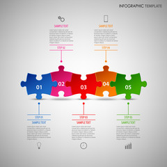 Info graphic with colorful puzzle abreast template