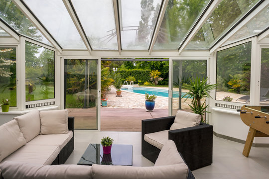 v&eacute;randa terrasse piscine