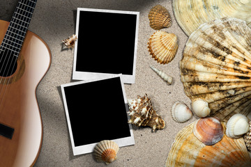 Guitar - Instant Photos - Seashells on Beach