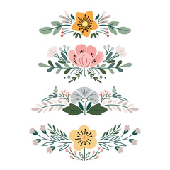 Vector set with vintage flower bouquets