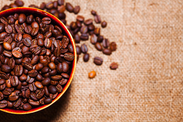 Coffee on grunge wooden background