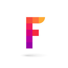Letter F mosaic logo icon design template elements