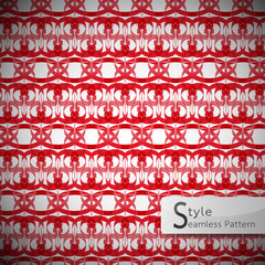 Damask red lattice ribbon vintage geometric seamless pattern vec