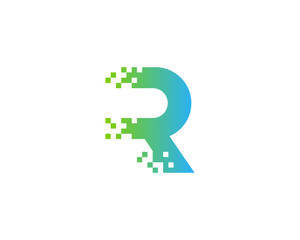 Letter R Pixel Logo Design Element