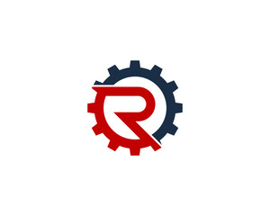 Letter R Gear Logo Design Element