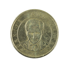 25 turkish new kurus coin (2005) isolated on white background