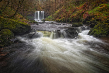 Sgwd yr Eira waterfalls
The Afon Hepste river plunges over a band of resistant gritstone to form the waterfall Sgwd yr Eira