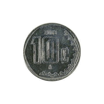 ten mexican centavo coin (2003) isolated on white background