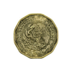 20 mexican centavo coin (2004) isolated on white background