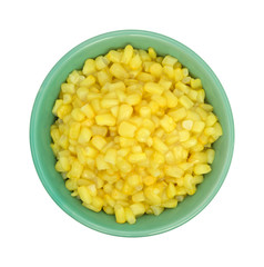 Shoepeg white corn with a butter sauce in a bowl.