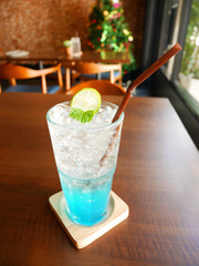 Iced blue Italian soda