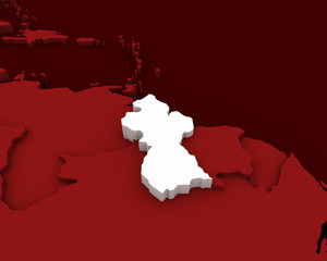 guyana map 3D illustration
