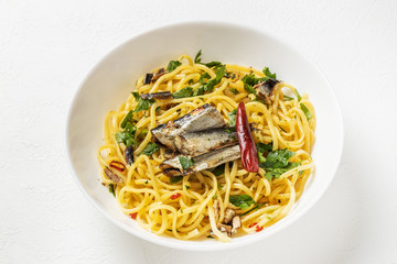 アンチョビのパスタ　Pasta Italian food of the anchovy