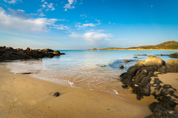 The sea and the pristine beaches of Chia, Sardinia, Italy.