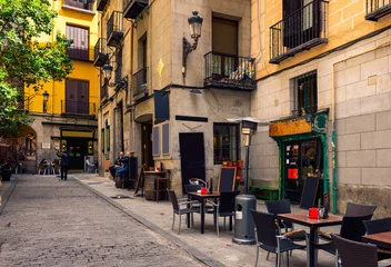 Kussenhoes Old street in Madrid. Spain © Ekaterina Belova