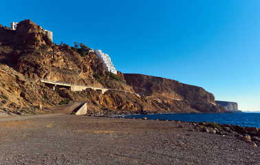 Fototapeta na wymiar Rocky coastline of Almeria. Southern Spain