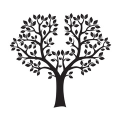 Obraz premium Black Tree and Leafs. Vector Illustration.