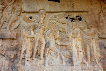 Ancient  rock reliefs in Bishapur  -  an ancient city in Iran 