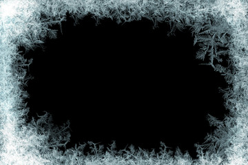Frostwork. Decorative ice crystals frame on black matte background - Powered by Adobe