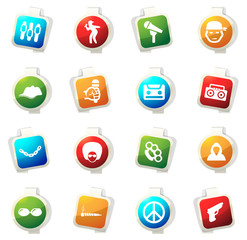 Rap hip hop music icons set