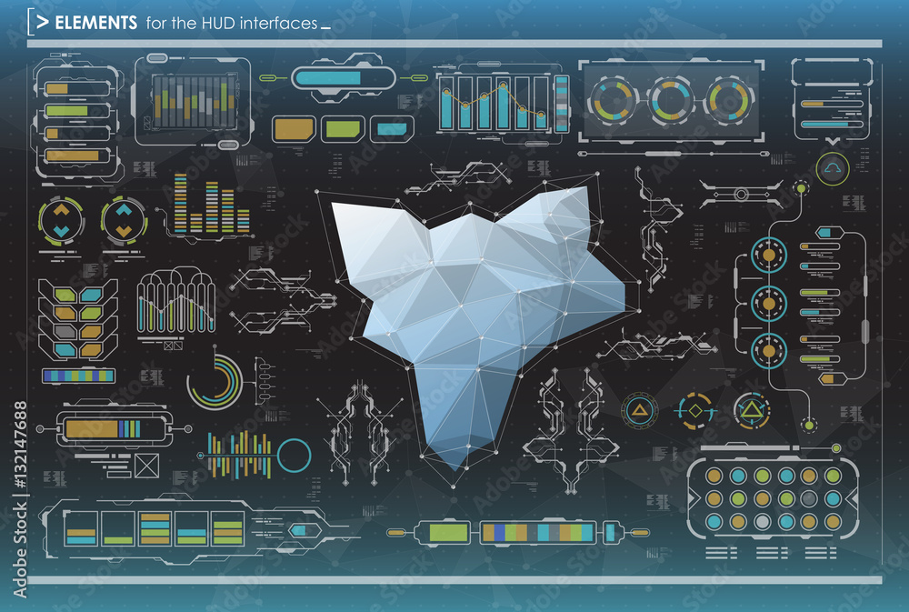 Poster hud ui for business app. futuristic user interface. abstract virtual graphic