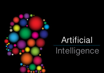 Abstract digital and technology background. Artificial Intelligence text with colorful design.