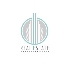 Vector concept for accounting or real estate company. Logo design with commercial building and chart bars