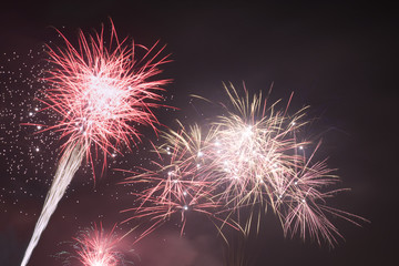 New Year celebration background. Fireworks light up the sky