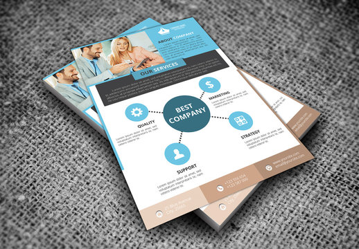 Single Page Flyer Layout with Circular Infographic Element